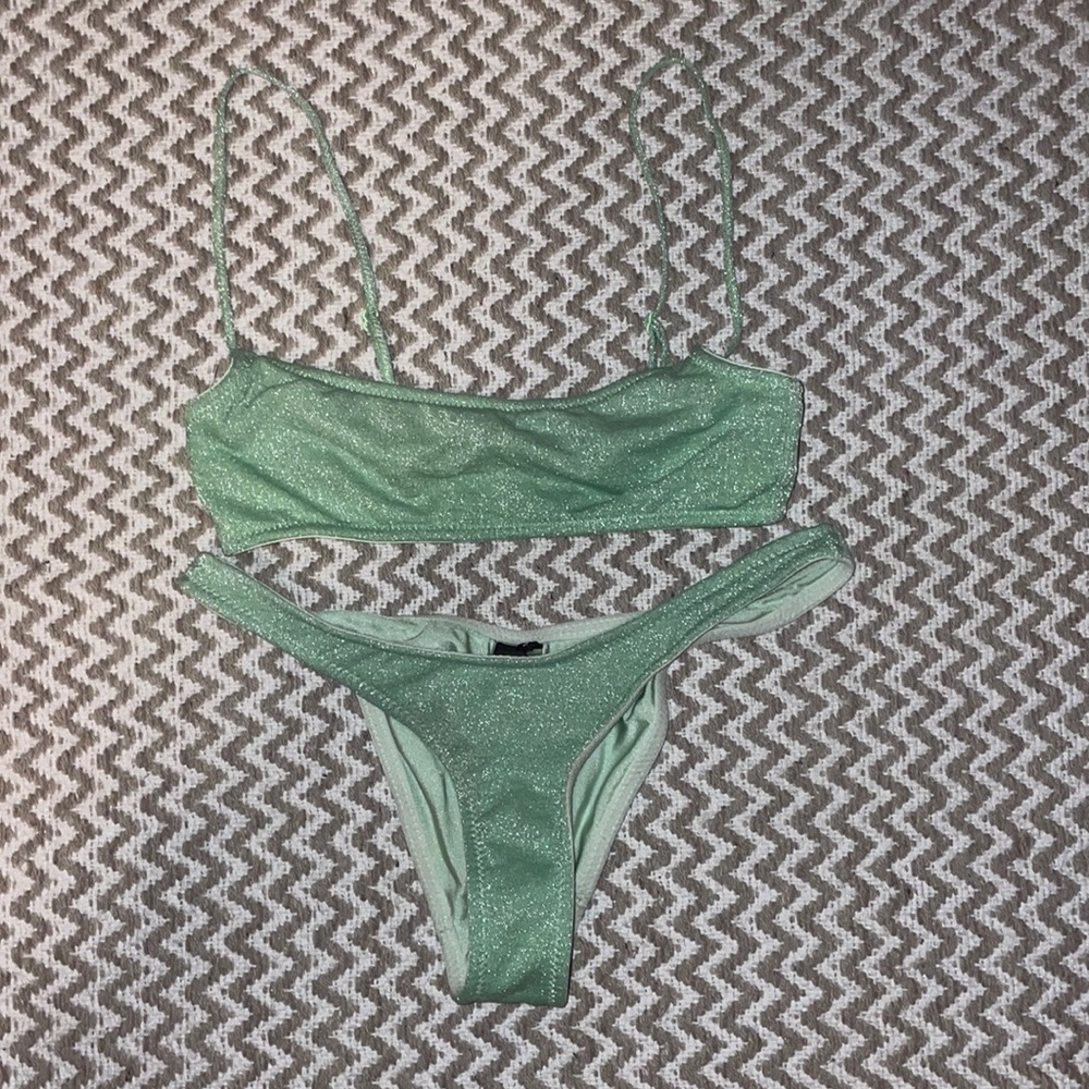 Triangl Bikini: Mica lime sparkle XXS bottom and top